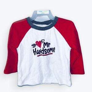 Preloved Baby Essentials Mr. Handsome Long Sleeve Red and White Shirt Size 12m